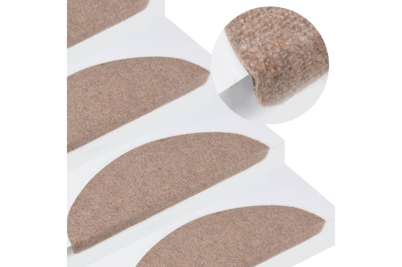 Selvklebende trappematter 15 stk 65x26 cm beige - Beige - Tekstiler - Tepper & Matter - Spesialmatte - Trappetepper