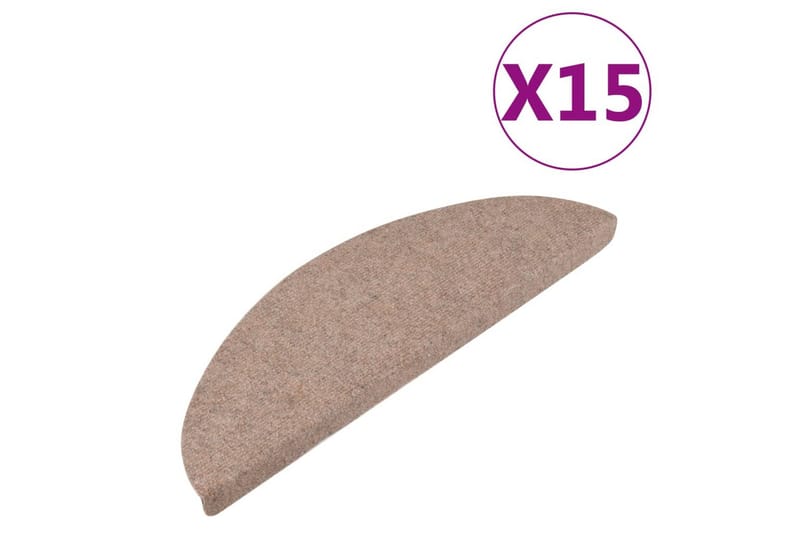 Selvklebende trappematter 15 stk 65x26 cm beige - Beige - Tekstiler - Tepper & Matter - Spesialmatte - Trappetepper