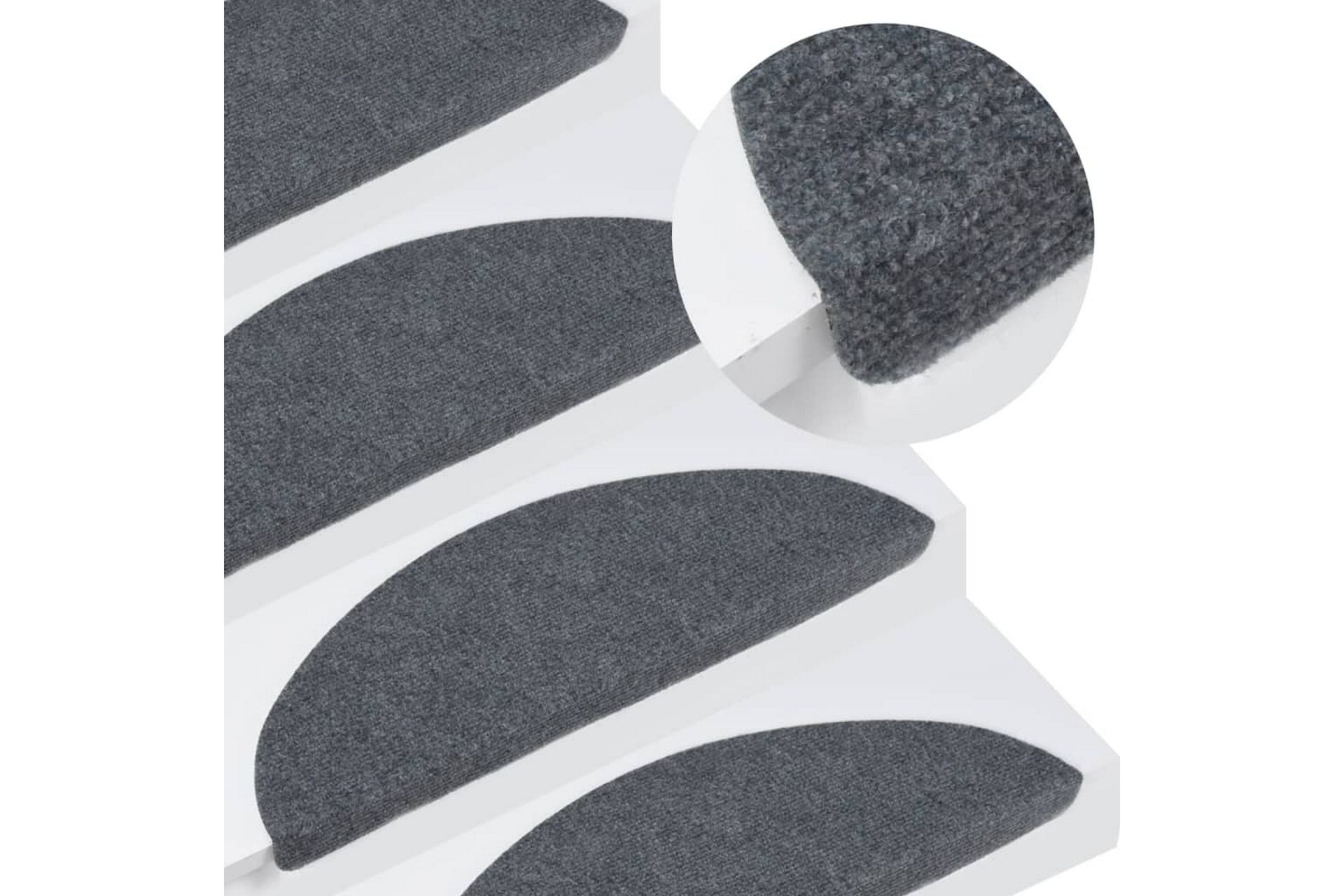 Selvklebende trappematter 15 stk 65x26 cm grå - Grå - Tekstiler - Tepper & Matter - Spesialmatte - Trappetepper