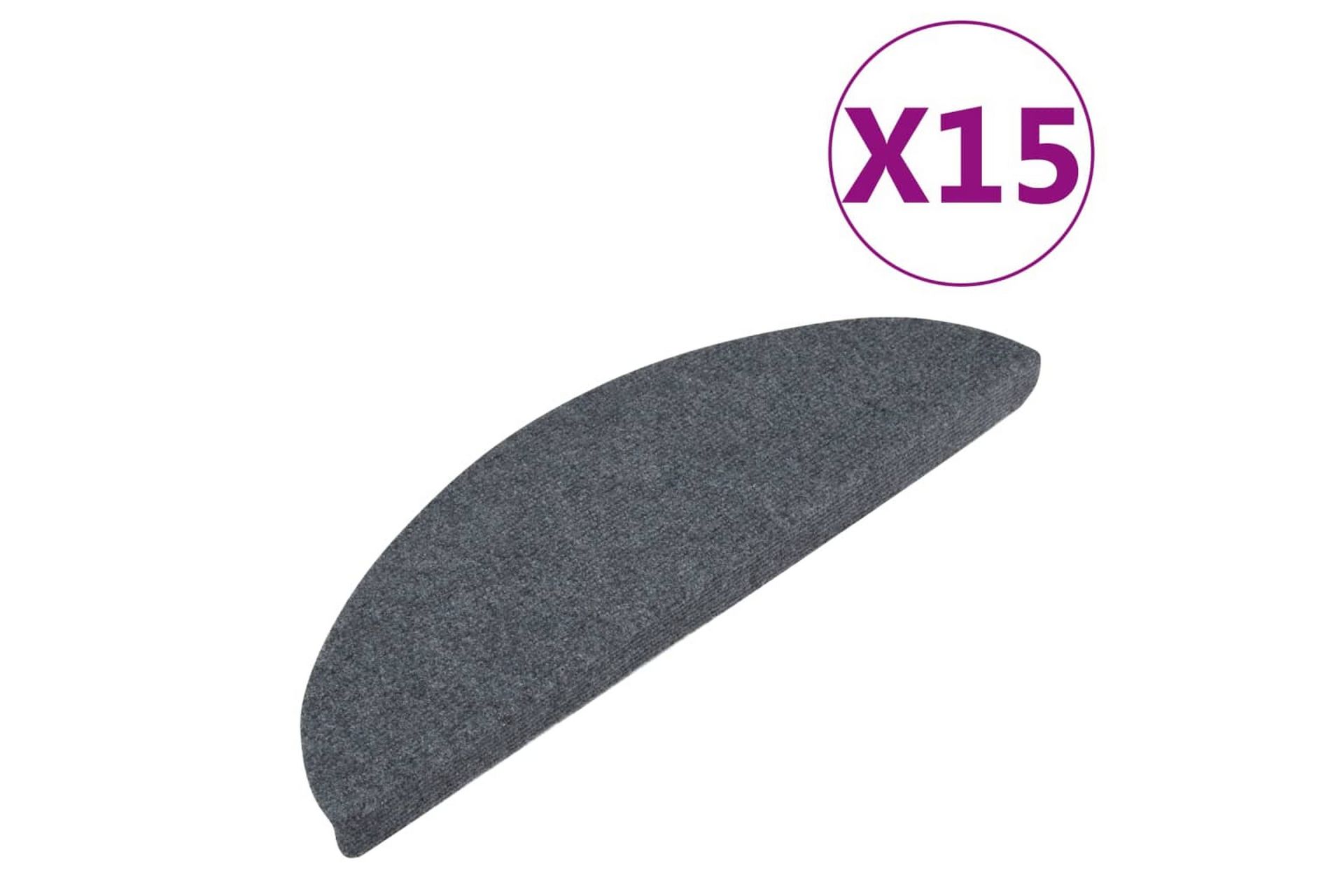 Selvklebende trappematter 15 stk 65x26 cm grå - Grå - Tekstiler - Tepper & Matter - Spesialmatte - Trappetepper