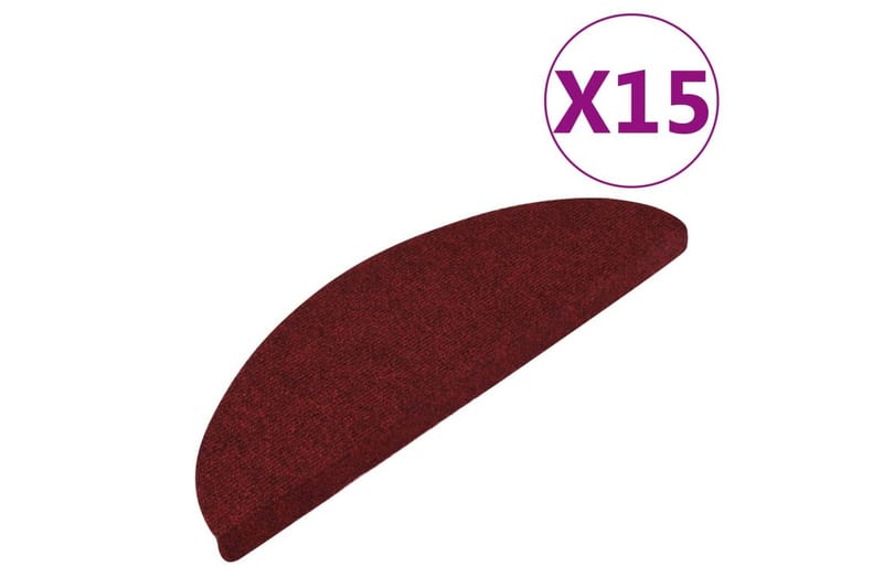 Selvklebende trappematter 15 stk 65x26 cm rød - Rød - Tekstiler - Tepper & Matter - Spesialmatte - Trappetepper