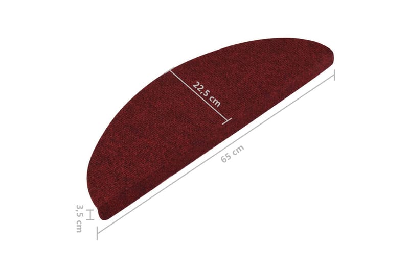 Selvklebende trappematter 15 stk 65x26 cm rød - Rød - Tekstiler - Tepper & Matter - Spesialmatte - Trappetepper