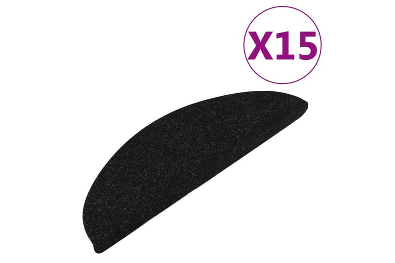 Selvklebende trappematter 15 stk 65x26 cm svart - Svart - Tekstiler - Tepper & Matter - Spesialmatte - Trappetepper