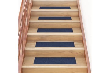 Selvklebende trappematter 15 stk 76x20 cm blå - Blå - Tekstiler - Tepper & Matter - Spesialmatte - Trappetepper
