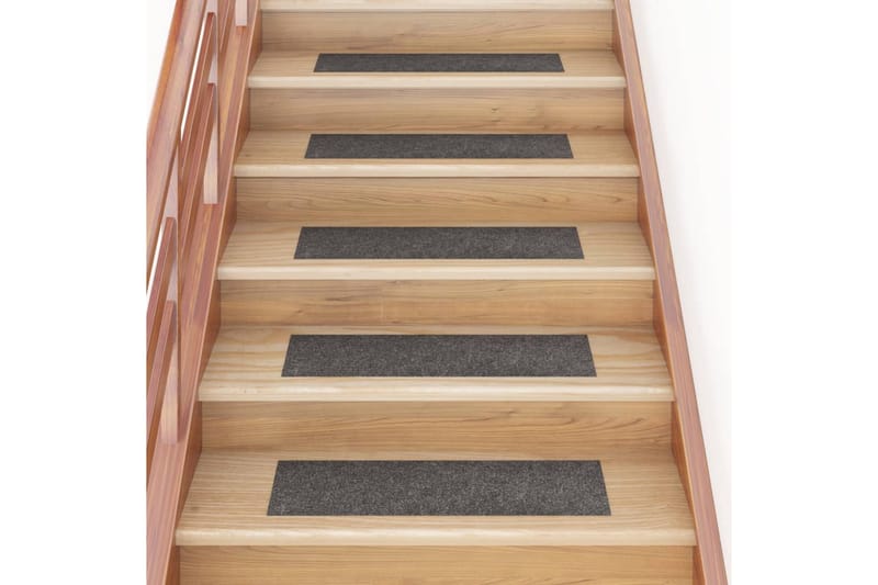 Selvklebende trappematter 15 stk 76x20 cm gråbrun - Grå - Tekstiler - Tepper & Matter - Spesialmatte - Trappetepper