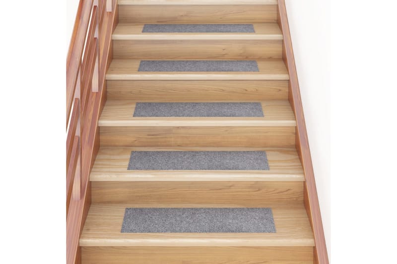Selvklebende trappematter 15 stk 76x20 cm lysegrå - Grå - Tekstiler - Tepper & Matter - Spesialmatte - Trappetepper