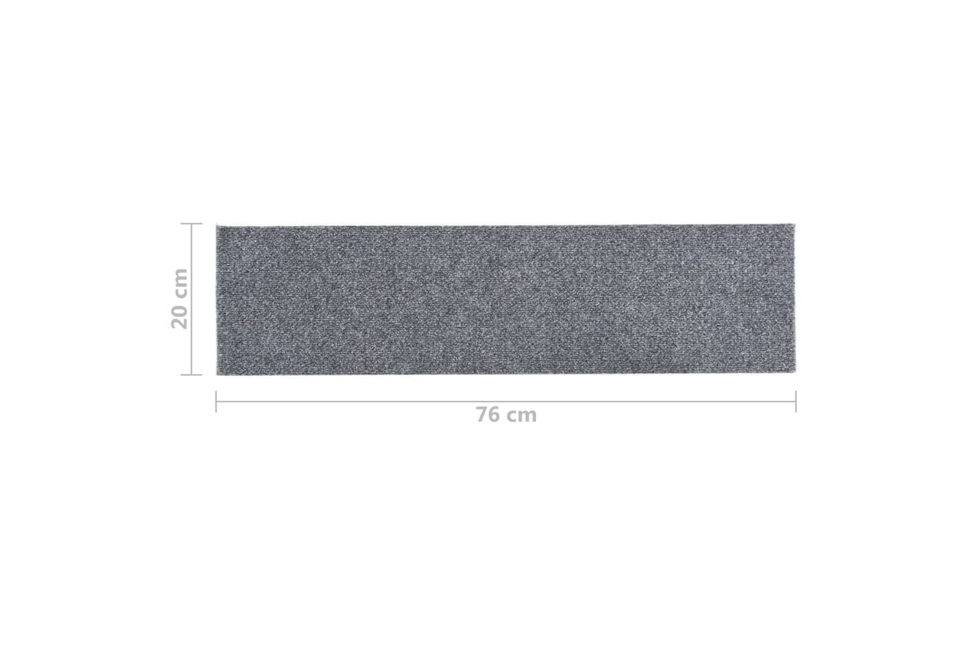 Selvklebende trappematter 15 stk 76x20 cm lysegrå - Grå - Tekstiler - Tepper & Matter - Spesialmatte - Trappetepper