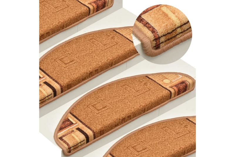 Selvklebende trappematter 15 stk beige 65x21x4 cm - Beige - Tekstiler - Tepper & Matter - Spesialmatte - Trappetepper
