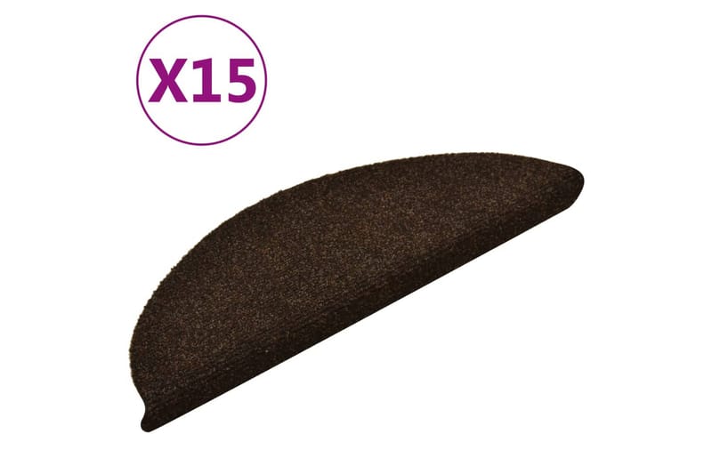 Selvklebende trappematter 15 stk brun 56x17x3 cm nålestempel - Brun - Tekstiler - Tepper & Matter - Spesialmatte - Trappetepper