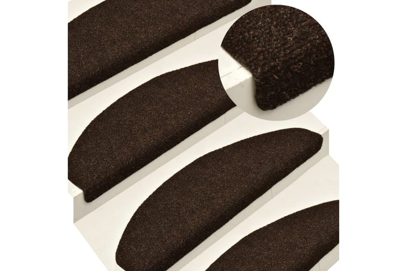 Selvklebende trappematter 15 stk brun 65x21x4 cm nålestempel - Brun - Tekstiler - Tepper & Matter - Spesialmatte - Trappetepper