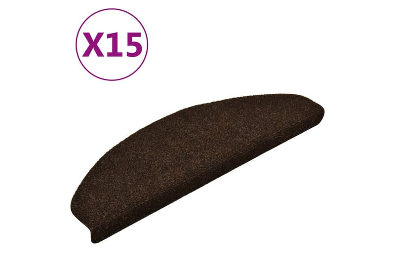 Selvklebende trappematter 15 stk brun 65x21x4 cm nålestempel - Brun - Tekstiler - Tepper & Matter - Spesialmatte - Trappetepper