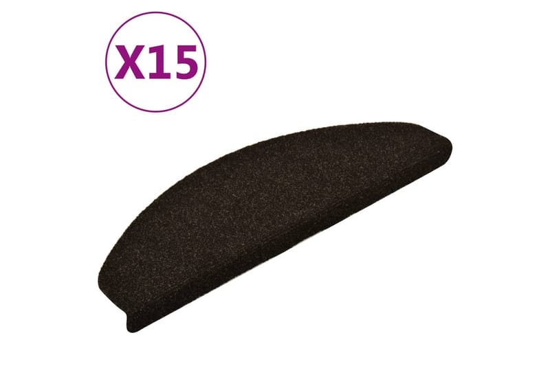 Selvklebende trappematter 15 stk brun 65x21x4 cm nålestempel - Brun - Tekstiler - Tepper & Matter - Spesialmatte - Trappetepper