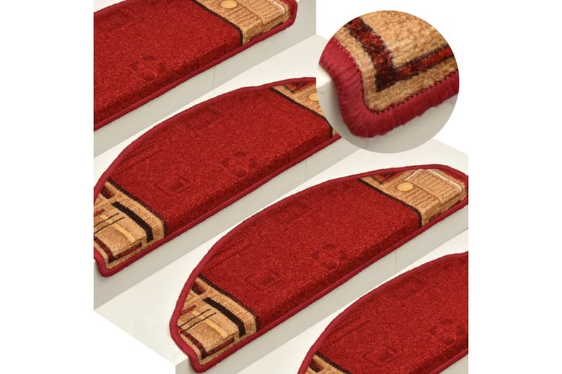 Selvklebende trappematter 15 stk rød 65x21x4 cm - Rød - Trappetepper