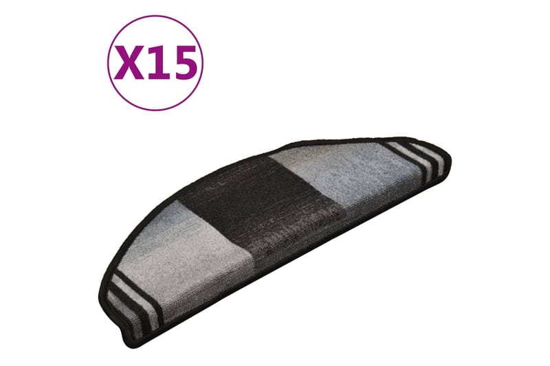 Selvklebende trappematter 15 stk svart og grå 65x21x4 cm - Flerfarget - Tekstiler - Tepper & Matter - Spesialmatte - Trappetepper