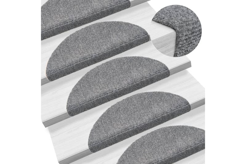 Selvklebende trappematter 5 stk 54x16x4 cm nålestempel - Grå - Tekstiler - Tepper & Matter - Spesialmatte - Trappetepper