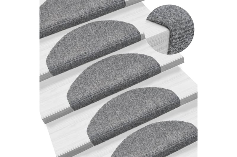 Selvklebende trappematter 5 stk 65x21x4 cm nålestempel - Grå - Tekstiler - Tepper & Matter - Spesialmatte - Trappetepper