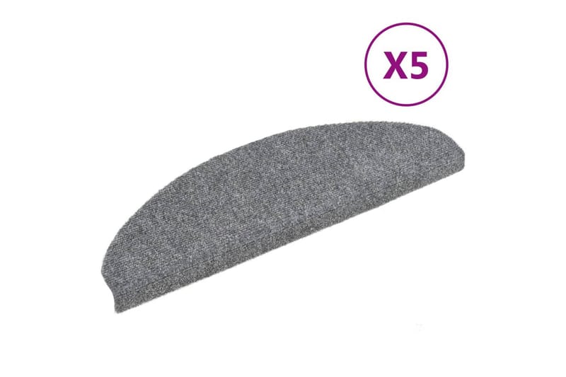 Selvklebende trappematter 5 stk 65x21x4 cm nålestempel - Grå - Tekstiler - Tepper & Matter - Spesialmatte - Trappetepper