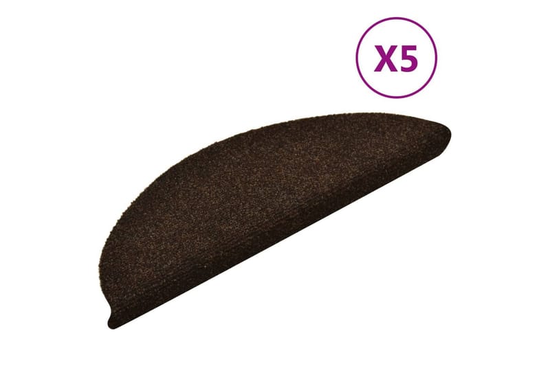 Selvklebende trappematter 5 stk brun 56x17x3 cm nålestempel - Brun - Tekstiler - Tepper & Matter - Spesialmatte - Trappetepper