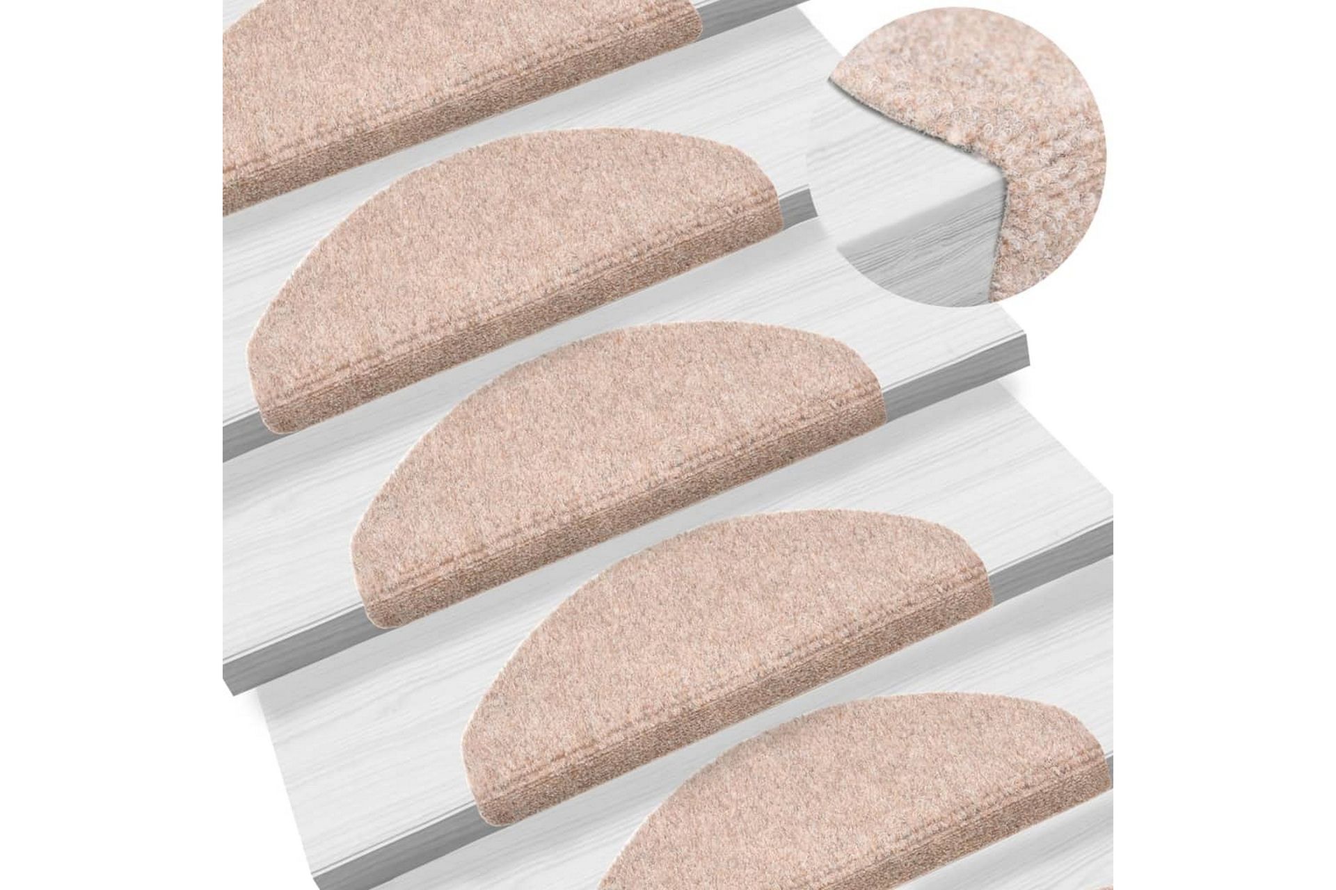 Selvklebende trappematter 5 stk brun 65x21x4 cm nålestempel - Brun - Tekstiler - Tepper & Matter - Spesialmatte - Trappetepper