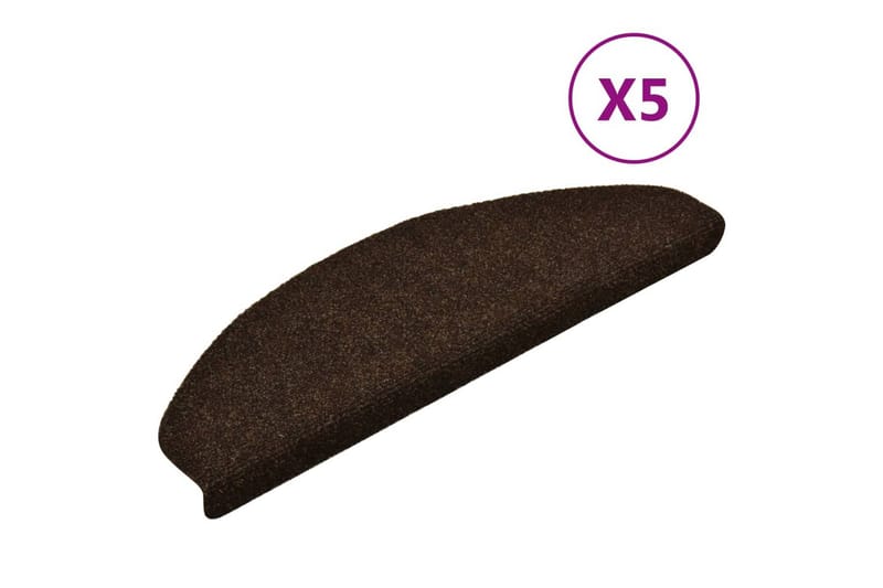 Selvklebende trappematter 5 stk brun 65x21x4 cm nålestempel - Brun - Tekstiler - Tepper & Matter - Spesialmatte - Trappetepper