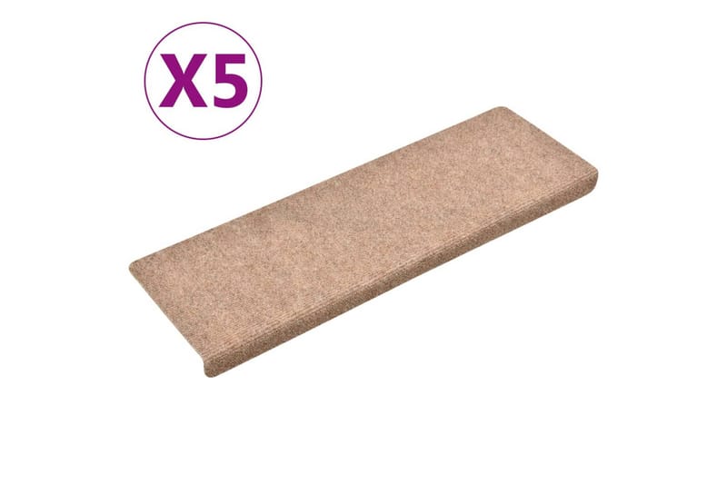 Selvklebende trappematter 5 stk brun 65x25 cm nålestempel - Brun - Tekstiler - Tepper & Matter - Spesialmatte - Trappetepper