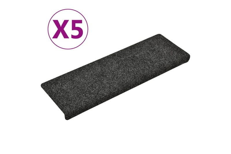 Selvklebende trappematter 5 stk grå 65x25 cm nålestempel - Grå - Tekstiler - Tepper & Matter - Spesialmatte - Trappetepper