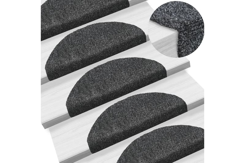 Selvklebende trappematter 5 stk mørkegrå 65x21x4 cm - Grå - Tekstiler - Tepper & Matter - Spesialmatte - Trappetepper