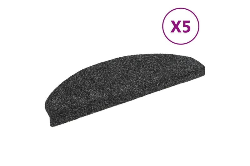 Selvklebende trappematter 5 stk mørkegrå 65x21x4 cm - Grå - Tekstiler - Tepper & Matter - Spesialmatte - Trappetepper