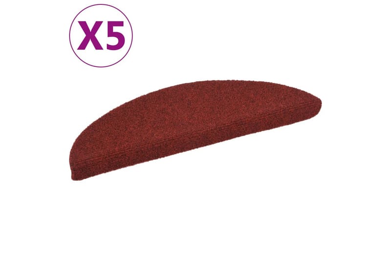 Selvklebende trappematter 5 stk rød 56x17x3 cm nålestempel - Rød - Tekstiler - Tepper & Matter - Spesialmatte - Trappetepper
