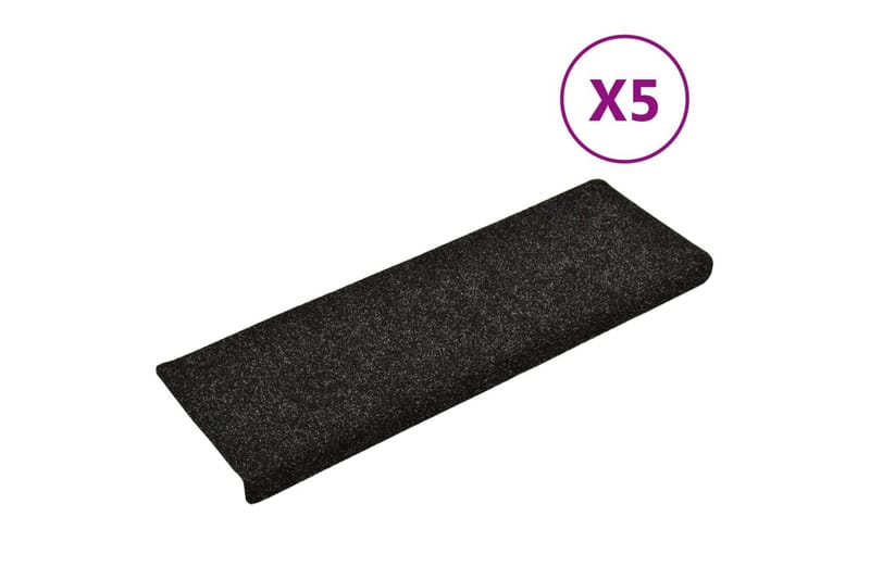 Selvklebende trappematter 5 stk svart 65x25 cm nålestempel - Svart - Tekstiler - Tepper & Matter - Spesialmatte - Trappetepper