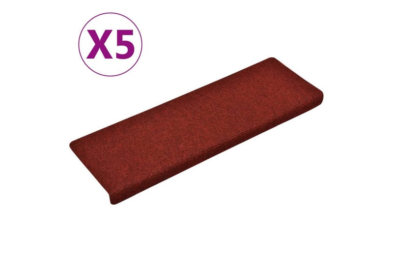 Selvklebende trappematter 5 stk vinrød 65x25 cm nålestempel - Rød - Tekstiler - Tepper & Matter - Spesialmatte - Trappetepper