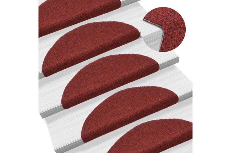 Selvklebende trappematter nålestempel 15 stk 54x16x4 cm rød - Rød - Tekstiler - Tepper & Matter - Spesialmatte - Trappetepper