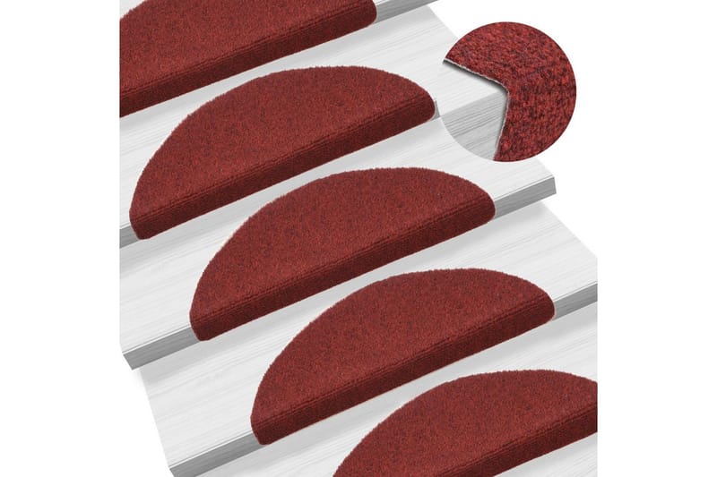Selvklebende trappematter nålestempel 15 stk 54x16x4 cm rød - Rød - Trappetepper