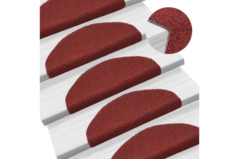 Selvklebende trappematter nålestempel 15 stk 65x21x4cm rød - Rød - Trappetepper