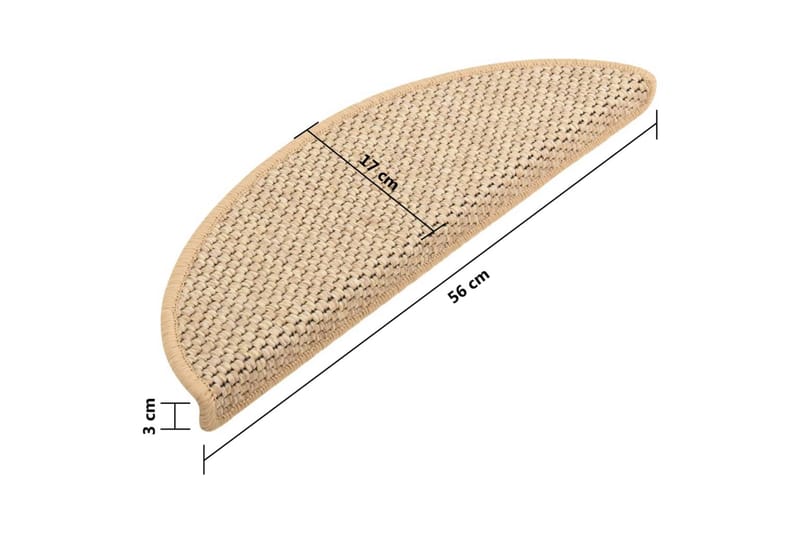 Selvklebende trappematter sisal 15 stk 56x20 cm lys beige - Beige - Tekstiler - Tepper & Matter - Spesialmatte - Trappetepper
