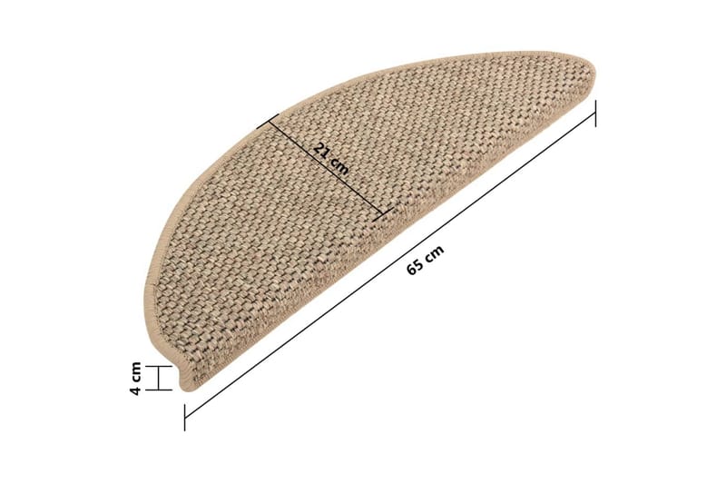 Selvklebende trappematter sisal 15 stk 65x25 cm mørk beige - Beige - Tekstiler - Tepper & Matter - Spesialmatte - Trappetepper