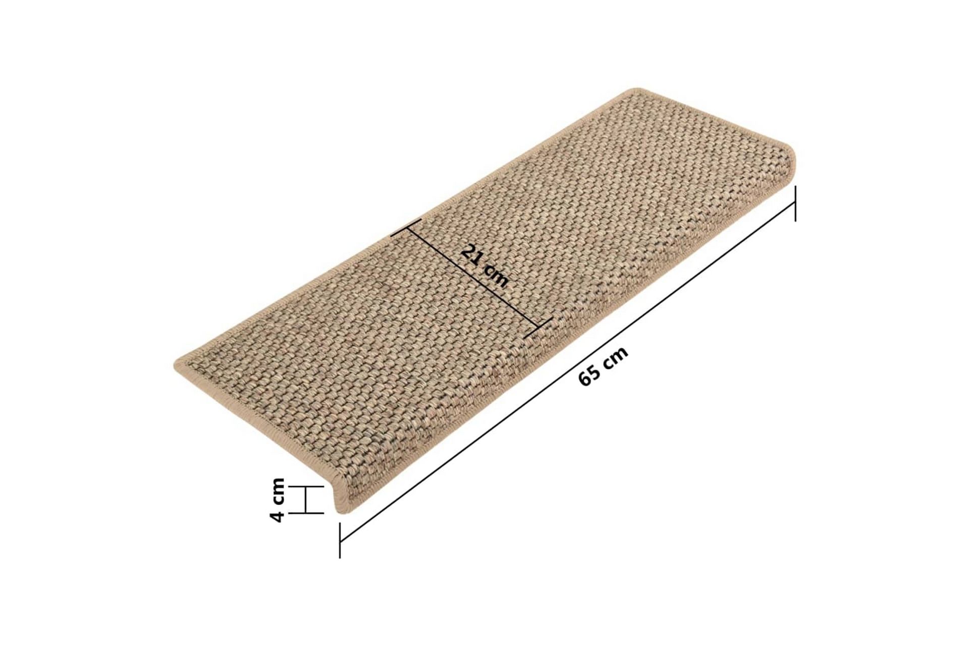 Selvklebende trappematter sisal 15 stk 65x25 cm mørk beige - Beige - Tekstiler - Tepper & Matter - Spesialmatte - Trappetepper