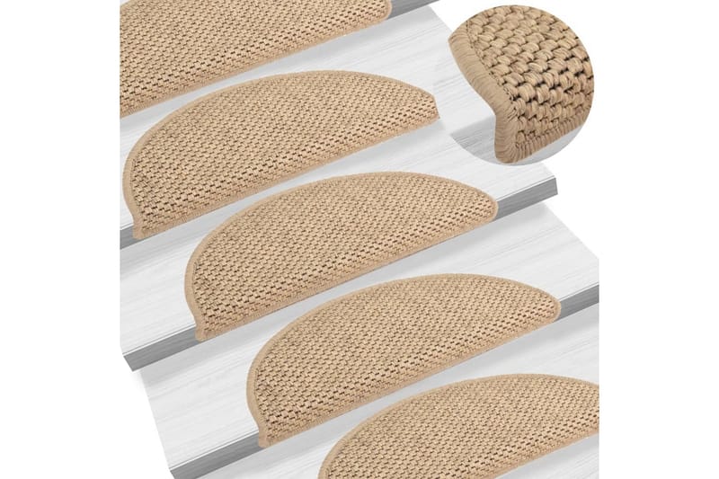 Selvklebende trappematter sisal-utseende 15 stk 56x20cm - Brun - Tekstiler - Tepper & Matter - Spesialmatte - Trappetepper