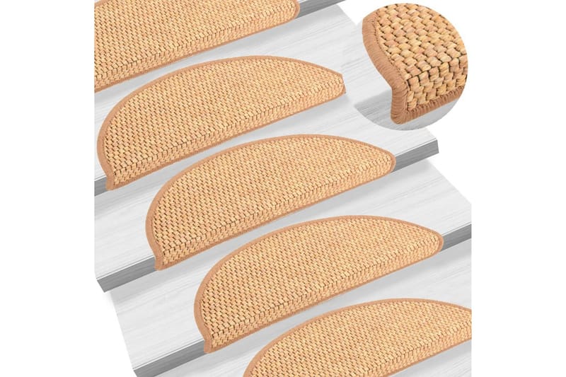 Selvklebende trappematter sisal-utseende 15 stk 56x20cm - Oransj - Tekstiler - Tepper & Matter - Spesialmatte - Trappetepper