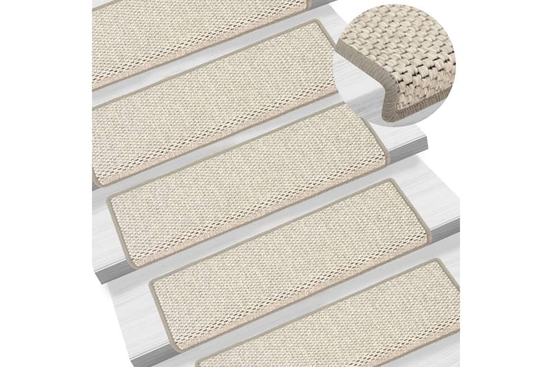 Selvklebende trappematter sisal-utseende 15 stk 65x25 cm - Beige - Trappetepper