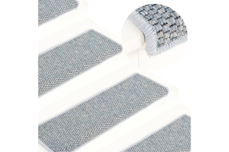 Selvklebende trappematter sisal-utseende 15 stk 65x25 cm blå - Blå - Tekstiler - Tepper & Matter - Spesialmatte - Trappetepper