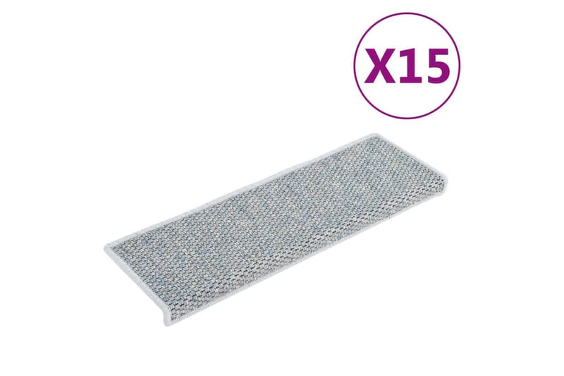 Selvklebende trappematter sisal-utseende 15 stk 65x25 cm blå - Blå - Tekstiler - Tepper & Matter - Spesialmatte - Trappetepper