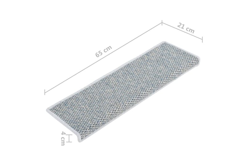 Selvklebende trappematter sisal-utseende 15 stk 65x25 cm blå - Blå - Tekstiler - Tepper & Matter - Spesialmatte - Trappetepper