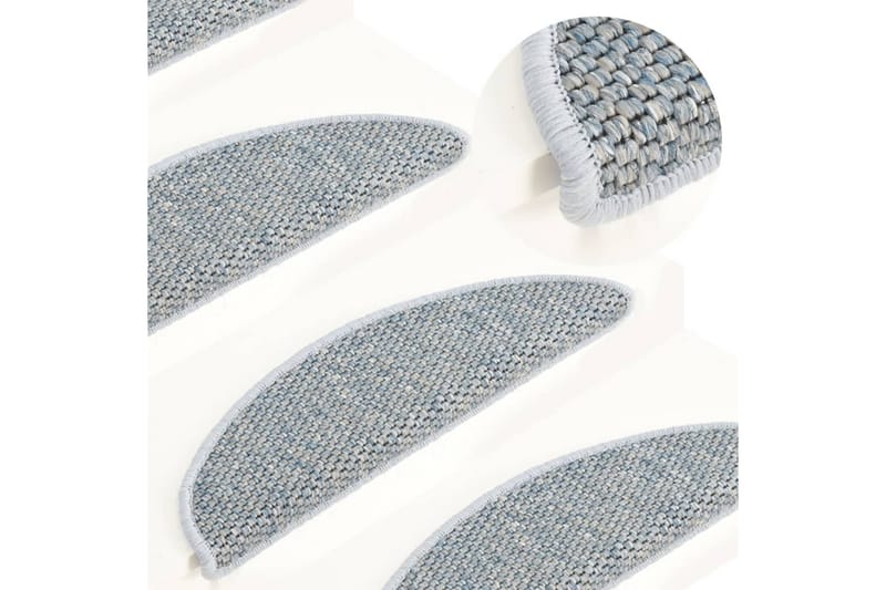 Selvklebende trappematter sisal-utseende 15 stk 65x25 cm blå - Blå - Trappetepper