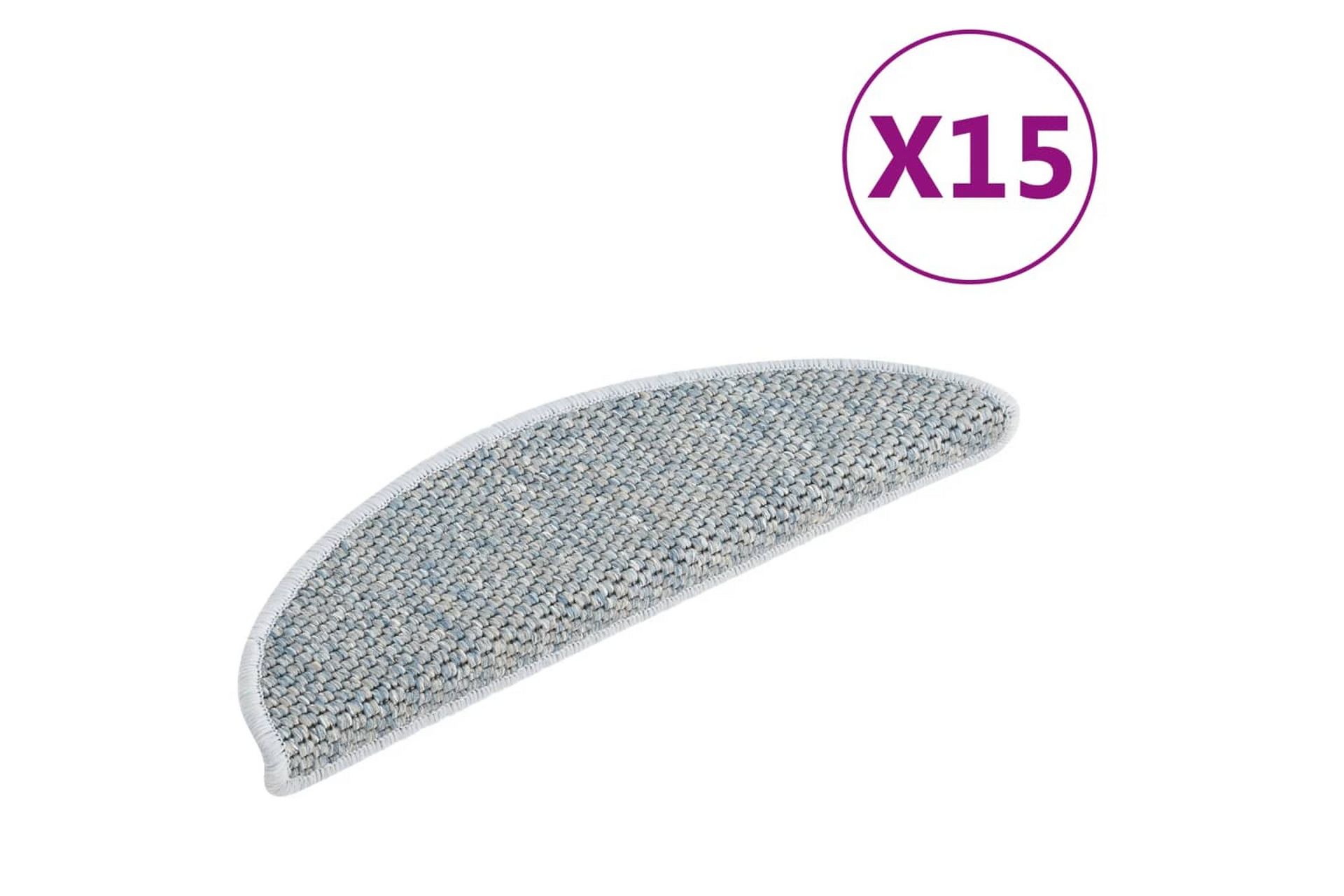Selvklebende trappematter sisal-utseende 15 stk 65x25 cm blå - Blå - Tekstiler - Tepper & Matter - Spesialmatte - Trappetepper