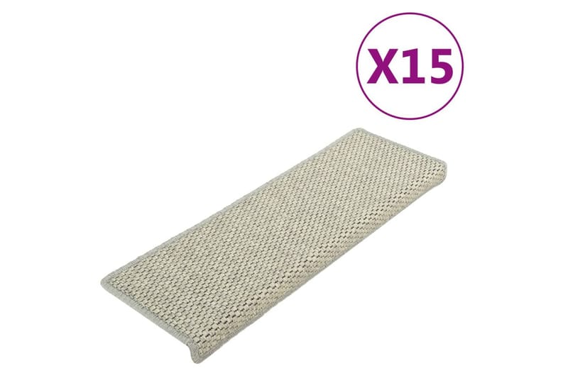 Selvklebende trappematter sisal-utseende 15 stk 65x25 cm grå - Grå - Tekstiler - Tepper & Matter - Spesialmatte - Trappetepper