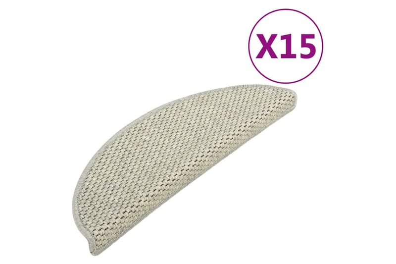 Selvklebende trappematter sisal-utseende 15 stk 65x25 cm grå - Grå - Tekstiler - Tepper & Matter - Spesialmatte - Trappetepper