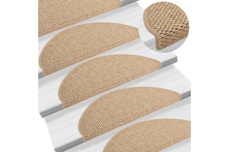 Selvklebende trappematter sisal-utseende 15 stk 65x25cm - Brun - Tekstiler - Tepper & Matter - Spesialmatte - Trappetepper