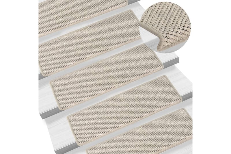 Selvklebende trappematter sisal-utseende 15 stk 65x25cm - Silver - Tekstiler - Tepper & Matter - Spesialmatte - Trappetepper