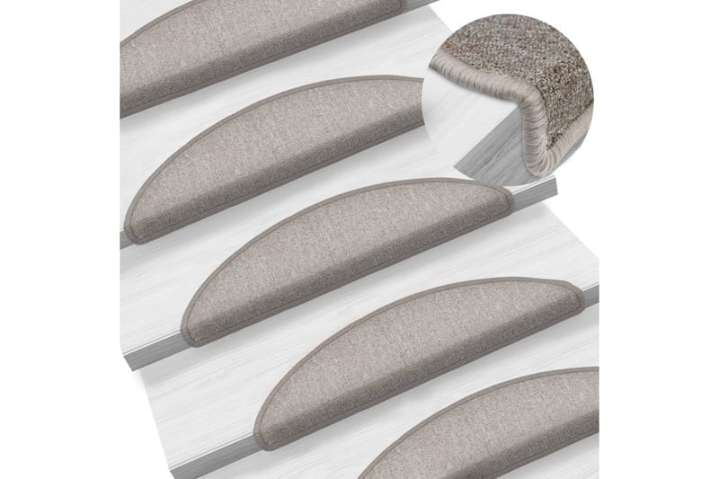 Trappematter gråbrun 15 stk 56x17x3 cm - Taupe - Tekstiler - Tepper & Matter - Spesialmatte - Trappetepper
